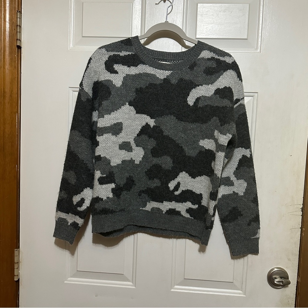 Lucky‎ Brand Women's Wool Blend Pullover Sweater Sz Small Camo Gray/Black